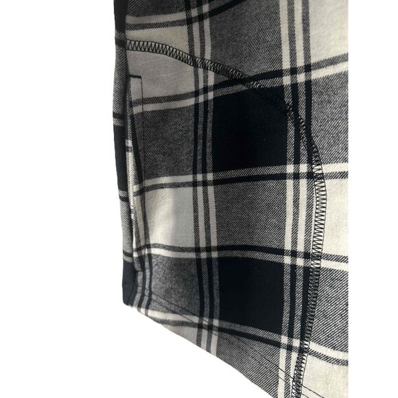 Eddie Bauer Flannel Snap Shacket Womens XXL Navy White Buffalo Plaid Long Sleeve - Picture 6 of 13